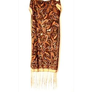 Seven Ways To Wear Scarf x KOKOMO Glitter Paisley Print One Size Brown Black 65”